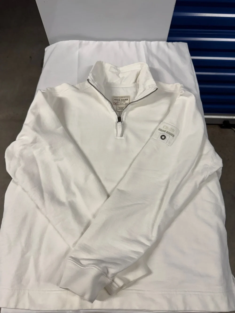 Eddie Bauer White Quarter-Zip Crewneck Sweater - Picture 8 of 8